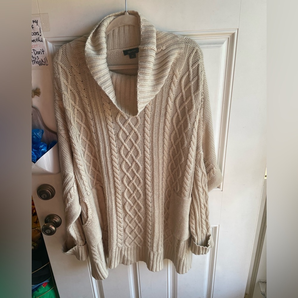 Elegant Cream Cowl Neck Sweater